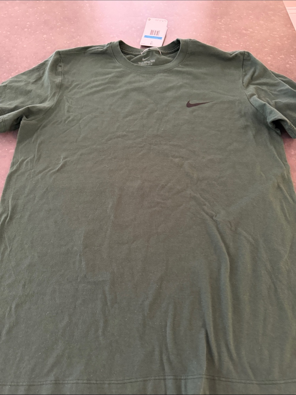 Nike Short-Sleeve Crew Tee in Dark Forest Green with Black Swoosh
